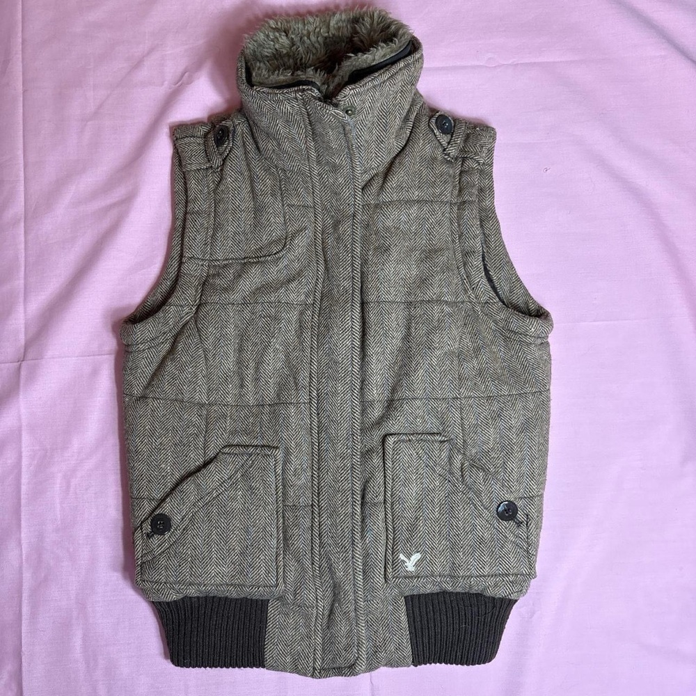 Vintage American eagle fur trim Vest